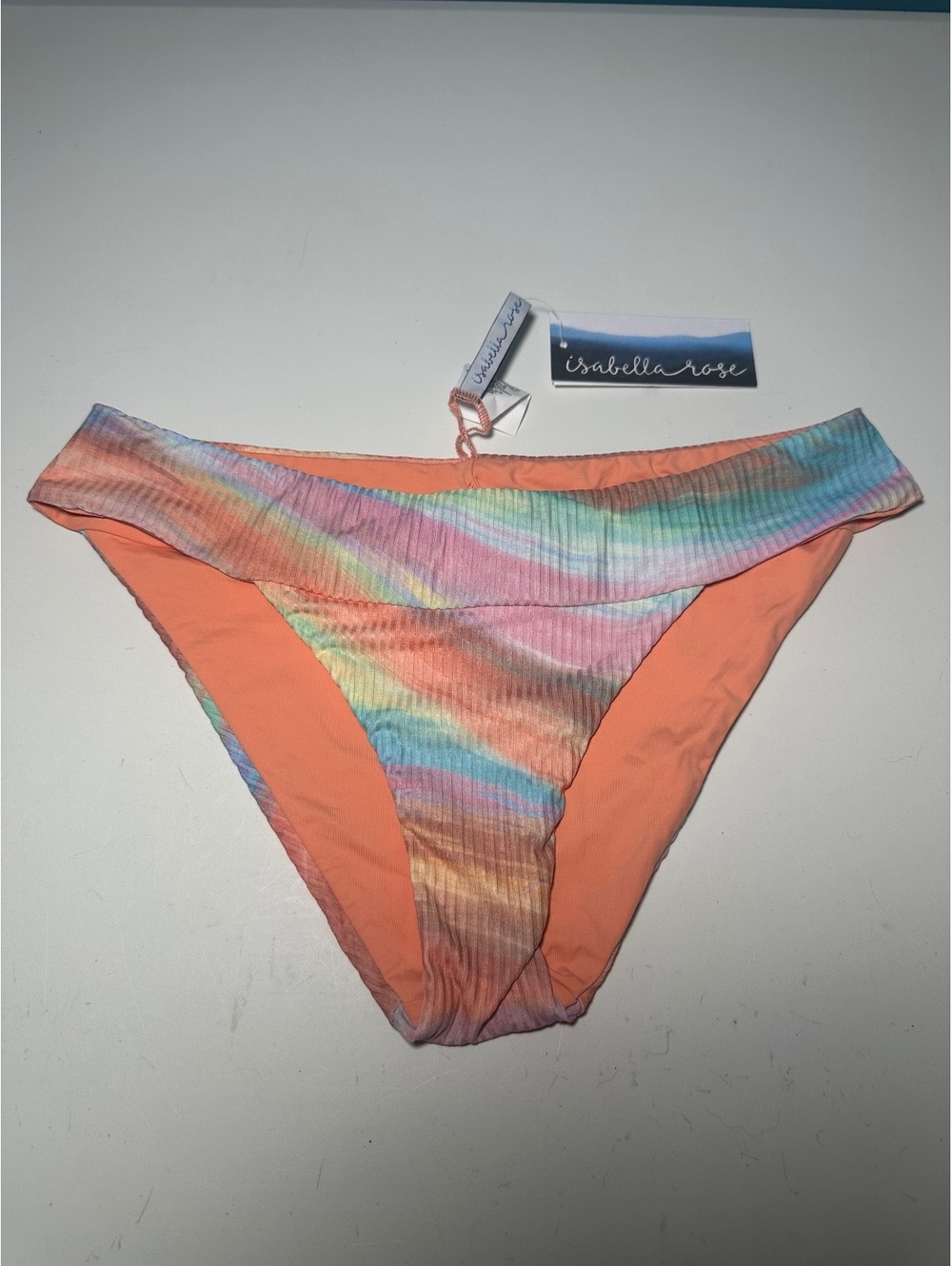 Isabella Rose Maui Bottom Large Ribbed Multicolor Bikini Bottom Size Large